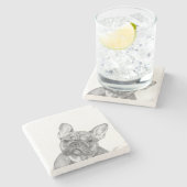 Franse Bulldog Stenen Onderzetter (Zijkant)