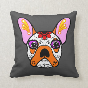 Franse Bulldog Sugar Skull Pillow Kussen
