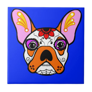 Franse Bulldog Sugar Skull Tegeltje