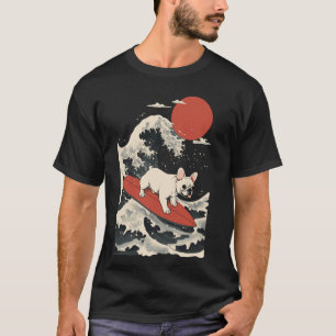 Franse Bulldog Surft Japans T-shirt