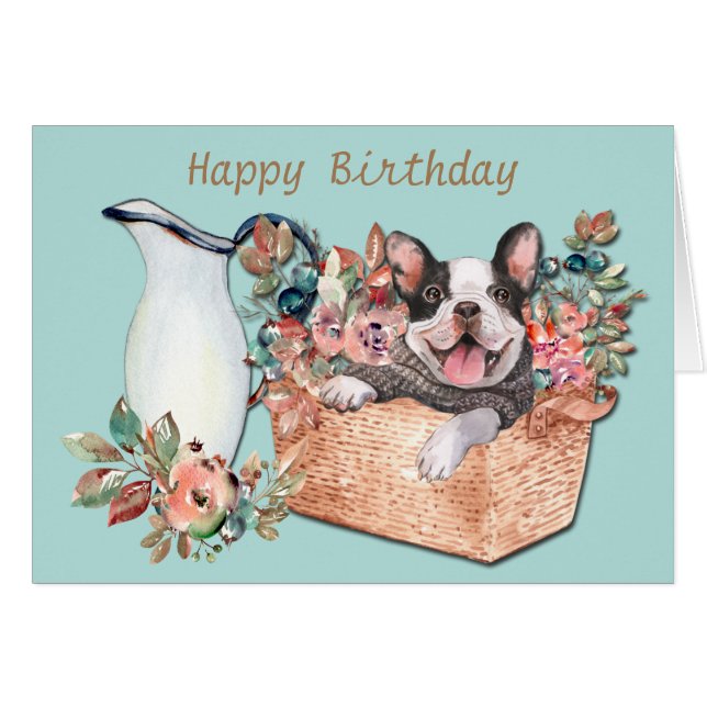 Franse Bulldog Surprise Birthday (Voorkant Horizontaal)