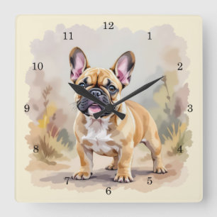 Franse Bulldog Tan Fawn-kleurige Schattigee French Vierkante Klok