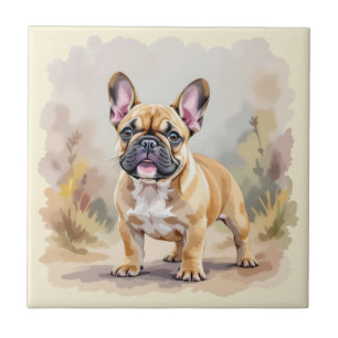 Franse Bulldog Tan Vaal-Kleurige Schattige Franse  Tegeltje