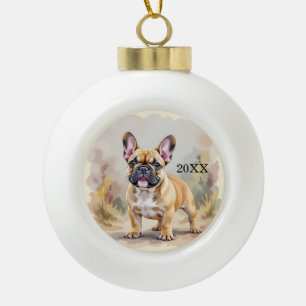 Franse Bulldog Tan Vaalbruin Kleurige Schattige Fr Keramische Bal Ornament