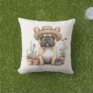 Franse Bulldog Tuinieren Bloempotten Buitenkussen