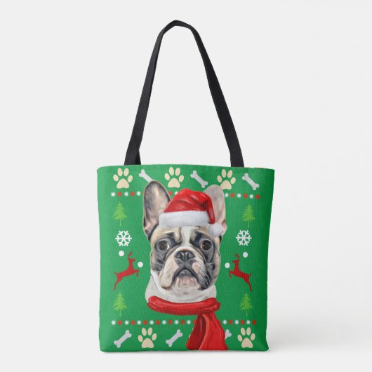 Franse Bulldog Ugly Kerstmis Draagtas (Achterkant)