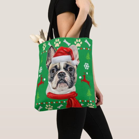 Franse Bulldog Ugly Kerstmis Draagtas (Dichtbij)