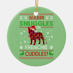 Franse Bulldog Ugly kerstSweater Xmas Pajama Keramisch Ornament