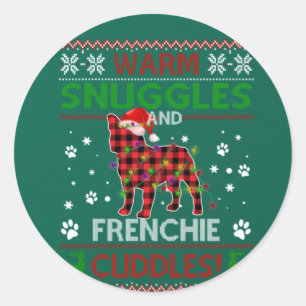 Franse Bulldog Ugly kerstSweater Xmas Pajama Ronde Sticker