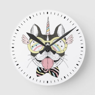 Franse Bulldog Unicorn Ronde Klok