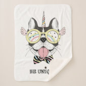 Franse Bulldog Unicorn Sherpa Deken (Voorkant)