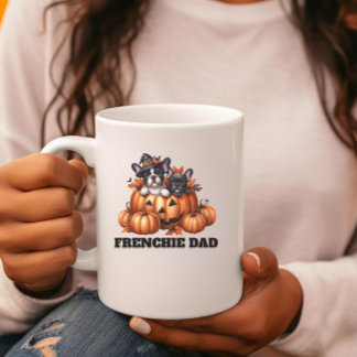 Franse Bulldog Vader Halloween Pompoenen Koffiemok