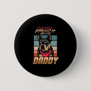 Franse Bulldog Vader Retro Franse Bulldog Eigenaar Ronde Button 5,7 Cm