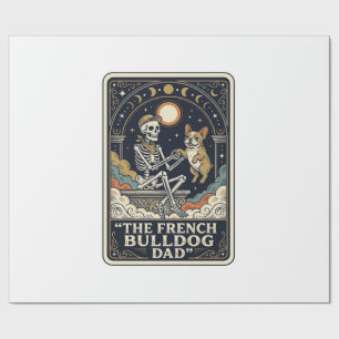 Franse Bulldog Vader Vintage Skelet Tarot T-shirt_ Cadeaupapier