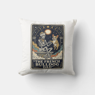 Franse Bulldog Vader Vintage Skelet Tarot T-shirt_ Kussen