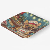 Franse Bulldog Vakantie Bakken: Feestelijke Kerstm Papieren Bordje (Gebogen)