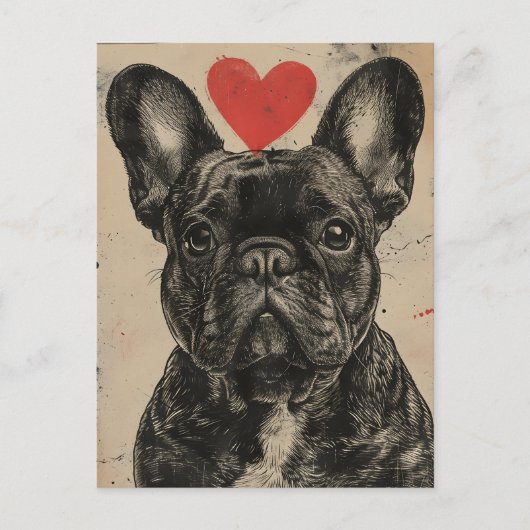 Franse bulldog Valentijnsdag Briefkaart (Voorkant)