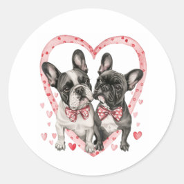 Franse Bulldog Valentijnsdag Frenchie Hondencadeau Ronde Sticker