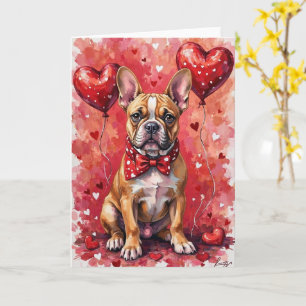 Franse Bulldog Valentijnsdag Hond met Harten Rood Kaart