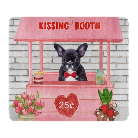 Franse Bulldog Valentijnsdag Kusstand Snijplank (Voorkant)