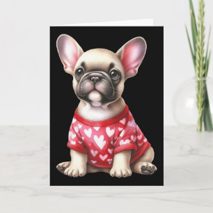 Franse Bulldog Valentijnsdag Rode Hart Liefde Pupp Kaart
