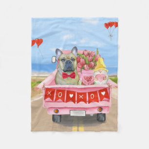 Franse Bulldog Valentijnsdag Truck Fleece Deken