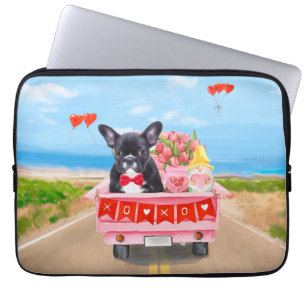 Franse Bulldog Valentijnsdag Truck Laptop Sleeve