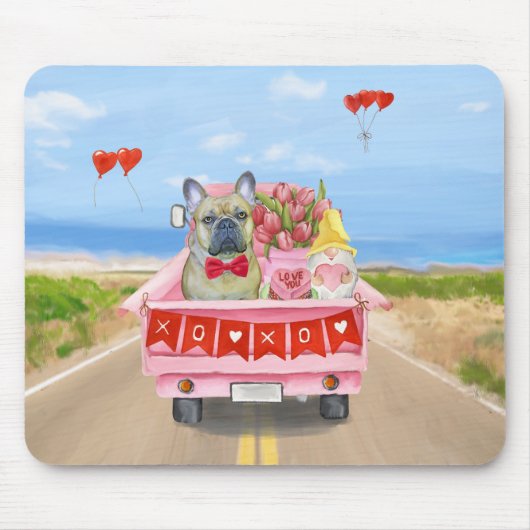 Franse Bulldog Valentijnsdag Truck Muismat (Voorkant)