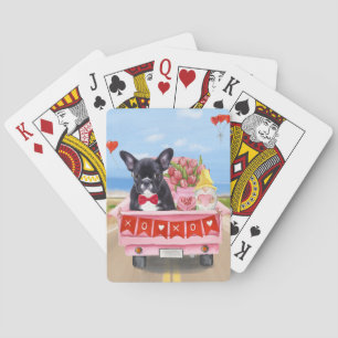 Franse Bulldog Valentijnsdag Truck Pokerkaarten