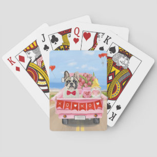 Franse Bulldog Valentijnsdag Truck Pokerkaarten