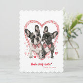 Franse Bulldog Valentijnsdag Woof-tastic Fun Feestdagenkaart (Staand voorkant)