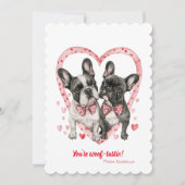 Franse Bulldog Valentijnsdag Woof-tastic Fun Feestdagenkaart (Voorkant)