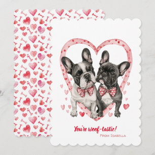 Franse Bulldog Valentijnsdag Woof-tastic Fun Feestdagenkaart