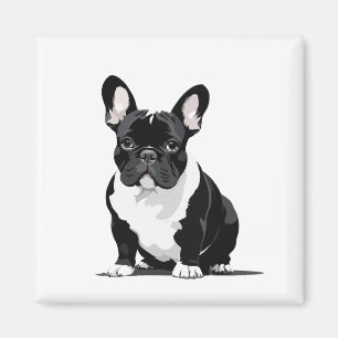 Franse Bulldog Vector Grafische Kunst Portret Dier Magneet