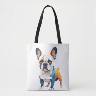 Franse Bulldog vectorkunst met levendige kleuren Draagtas
