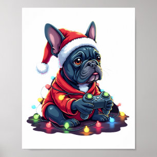 Franse Bulldog Videospel Controller Licht Sneeuw S Poster