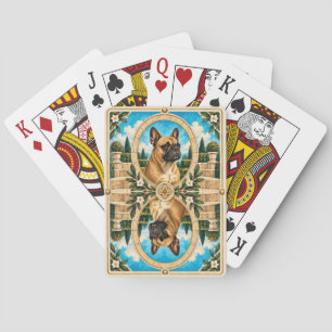 Franse Bulldog, Vintage Waterverf Honden Kunst Pokerkaarten