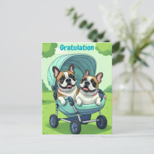 Franse Bulldog Wandelwagen Briefkaart