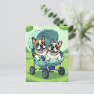 Franse Bulldog Wandelwagen Briefkaart