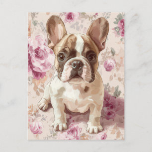 Franse Bulldog Watercolor Bloemstuk Briefkaart