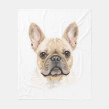 Franse Bulldog Watercolor Vliesdeken Neutraal