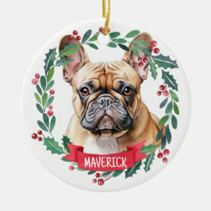 Franse Bulldog Waterverf Gepersonaliseerde Pet Dog Keramisch Ornament