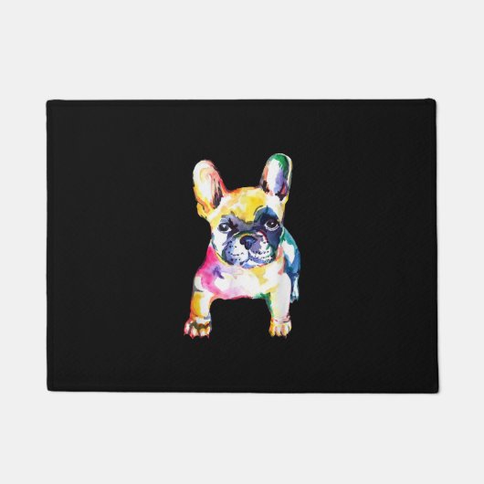 Franse Bulldog Waterverf Hand Drawing Gift Deurmat (Voorkant)