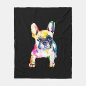 Franse Bulldog Waterverf Hand Drawing Gift Fleece Deken (Voorkant)