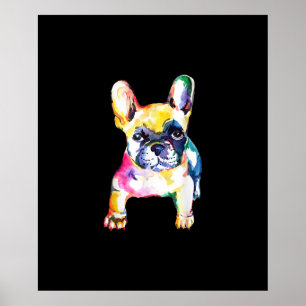 Franse Bulldog Waterverf Hand Drawing Gift Poster