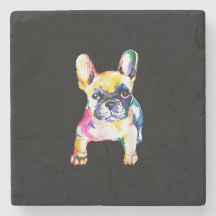Franse Bulldog Waterverf Hand Drawing Gift Stenen Onderzetter