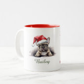 Franse Bulldog Waterverf Kerstmis Mok (Voorkant links)