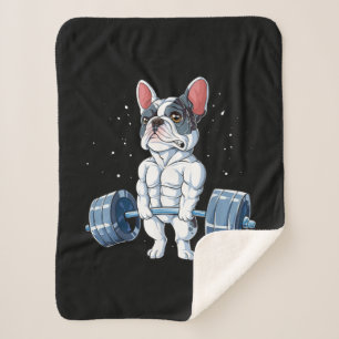 Franse Bulldog Weightlift Funny Deadlift Gym Sherpa Deken