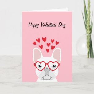 Franse Bulldog - white happy valentines day card Feestdagen Kaart