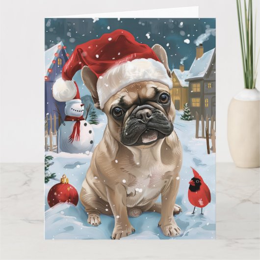 Franse Bulldog Winter Wonderland Kerstvreugde Kaart (Voorkant)